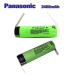 Panasonic NCR 18650B 3400 mAh battery with Nickel-soldering tags
