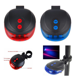 Πισω Φως ποδηλάτων με 5 Led και 2 Δέσμες Laser