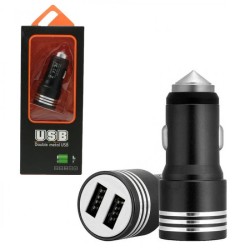 Dual USB Car Charger with Safety Hammer