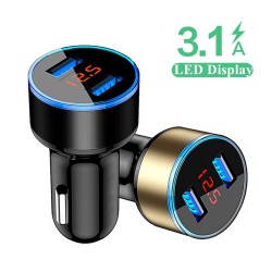Dual Car Charger With LED Display Voltmeter Treqa CC-321
