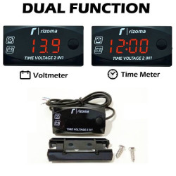 Digital Display LED 2 in 1  Time - Voltmeter for Car Motorcycle