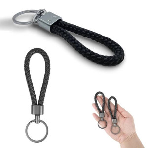 Thick Leather braid Rope Car Keychain Ring