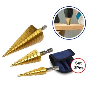 Step Drill HSS Steel Titanium Cone Bit Hole 4 - 32mm Kit 3Pcs