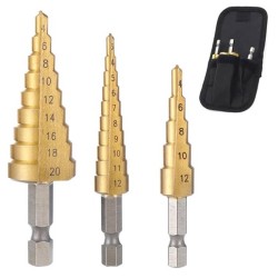 Step Drill HSS Steel Titanium Cone Bit Hole Kit 3Pcs