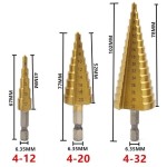 Step Drill HSS Steel Titanium Cone Bit Hole Kit 3Pcs