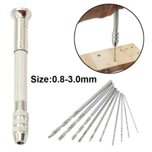Mini Hand Drill Holder with 10 drill Bit Kit