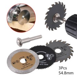 Set 3pcs HSS Mini Disk Circular Saw for Rotary Tool with Mandrel