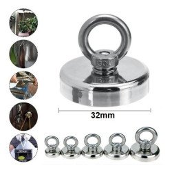 Ισχυρός Μαγνήτης Νεοδυμίου 32mm με Κλειστός Γάντζος