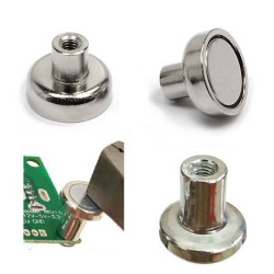 Screwed Bush NdFeB Pot Magnet 13mm M3 kit 2pcs