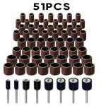 Set Rotary Tools Sanding drum Wood Shank 51 Pcs