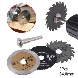 Set 3pcs HSS Mini Disk Circular Saw for Rotary Tool with Mandrel