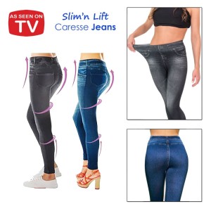 ​Slim 'N Lift Caresse Jean-Printed Knit Studded Leggings