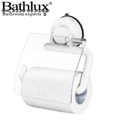 Bathlux Toilet Roll Holder Modern Vacuum Suction Cup with Cover