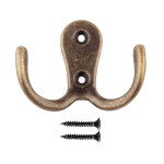 Double Wardrobe Hook Antique Brass