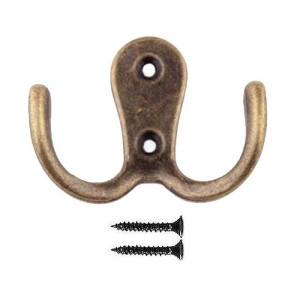 Double Wardrobe Hook Antique Brass