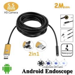 2 In1 Android USB Endoscope Inspection 5.5mm Camera 6 LED