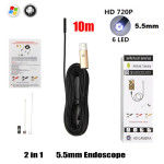 Endoscope Inspection 5.5mm HD Camera 6 LED 2 In1 Android USB 10M