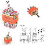 Toggle Switch E-TEN1321 2 Position 6pin AC 220V 15A