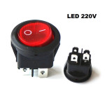 Round ON-OFF Rocker Push Button Switch LED 220V 4pins