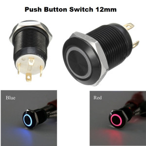 Momentary Push Button Switch 12mm Led Black