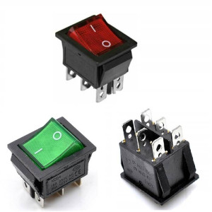 Light On/off Rocker Switch 250V 15A Red 6 Pin