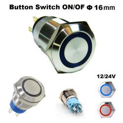 LED 12V Flush Mount Push Button On/off 16mm