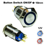 ​LED 12V Flush Mount Push Button On/off 19mm