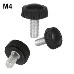 Thumb Screws Plastic Black Round Head Knurled M4