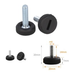 Thumb Screws Plastic Black Round Head Knurled M6 20x14mm