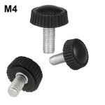 Thumb Screws Plastic Black Round Head Knurled M4