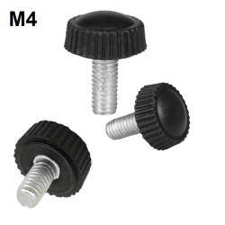 Thumb Screws Plastic Black Round Head Knurled M4