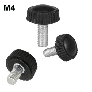 Thumb Screws Plastic Black Round Head Knurled M4