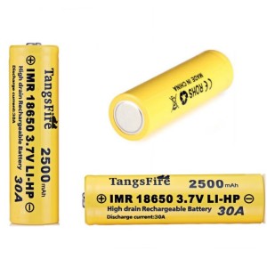 Tangsfire 18650 3.7V 2500mAh 30A IMR Rechargeable Li-ion Battery